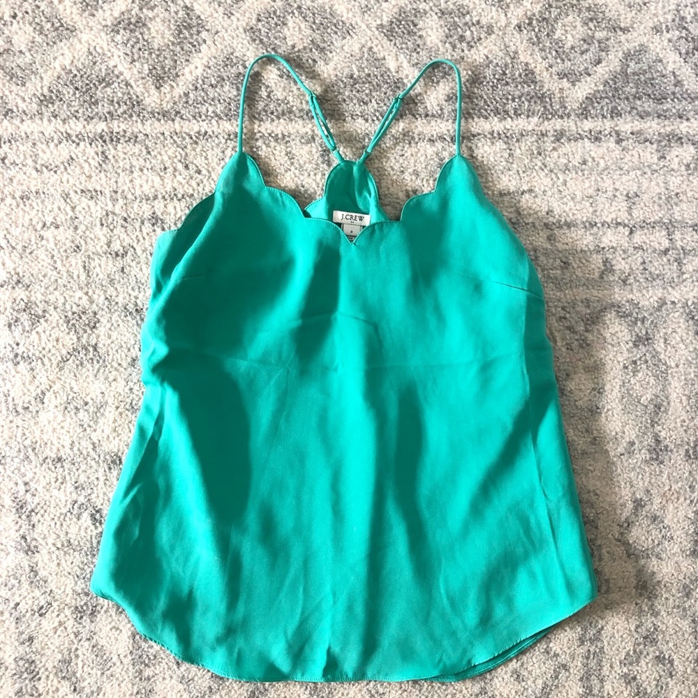 J. Crew Women’s Kelly Green Scalloped Racerback Tank Top
